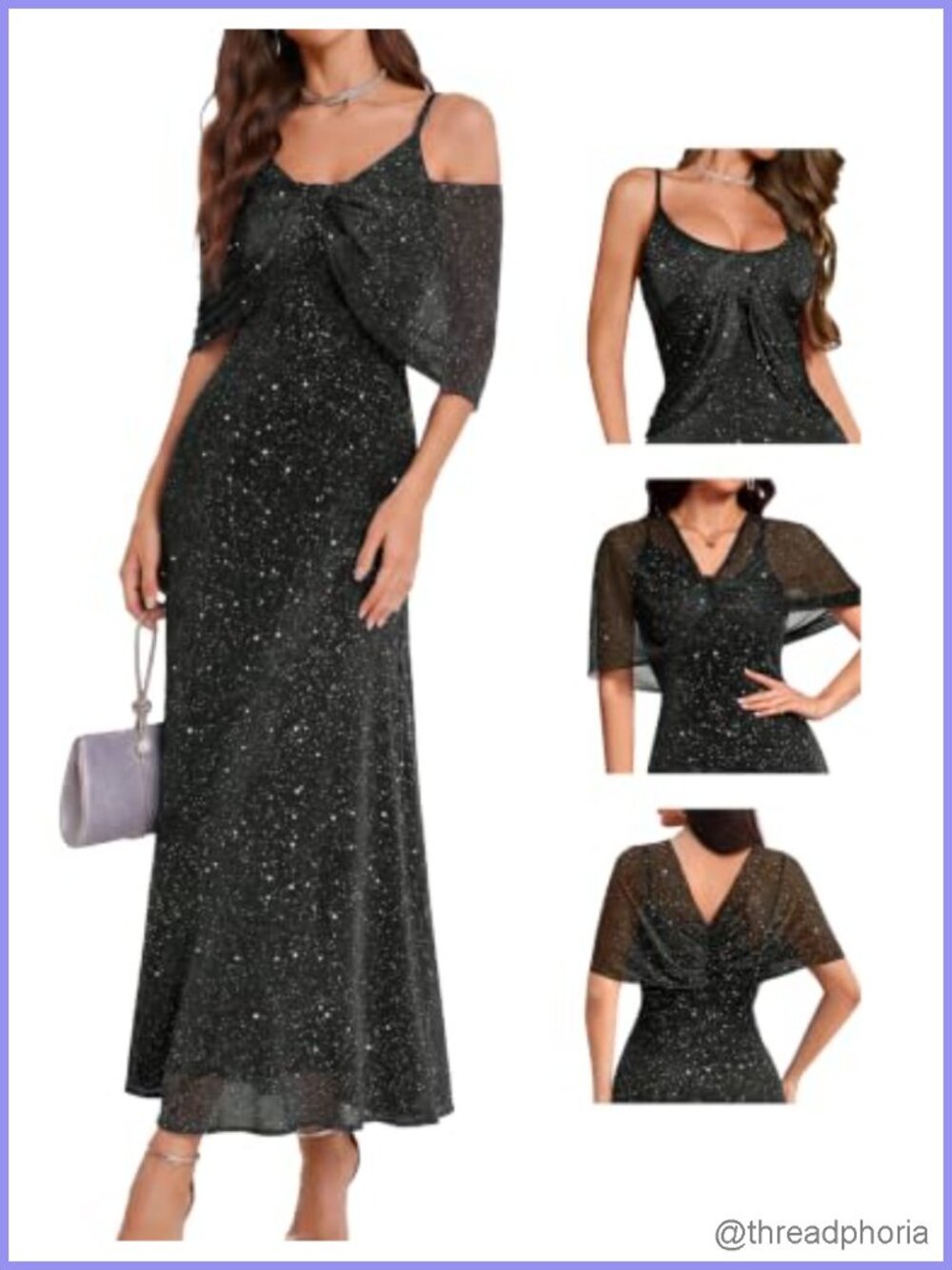 Sequin Cocktail Party Long Dress with Shawl Formal Evening Gown